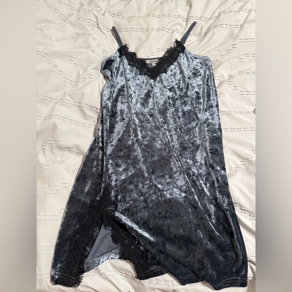 Wishlist Black Velvet Chemise with Spaghetti Straps